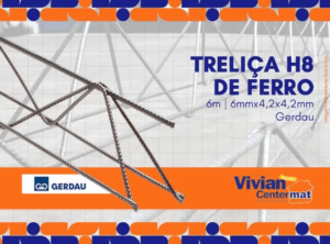 Treliça de ferro H8 6mm x 4,2mm x 4,2mm Gerdau