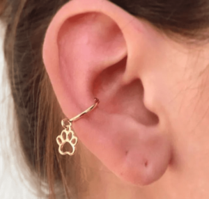Piercing fake patinha pet - folheado a ouro